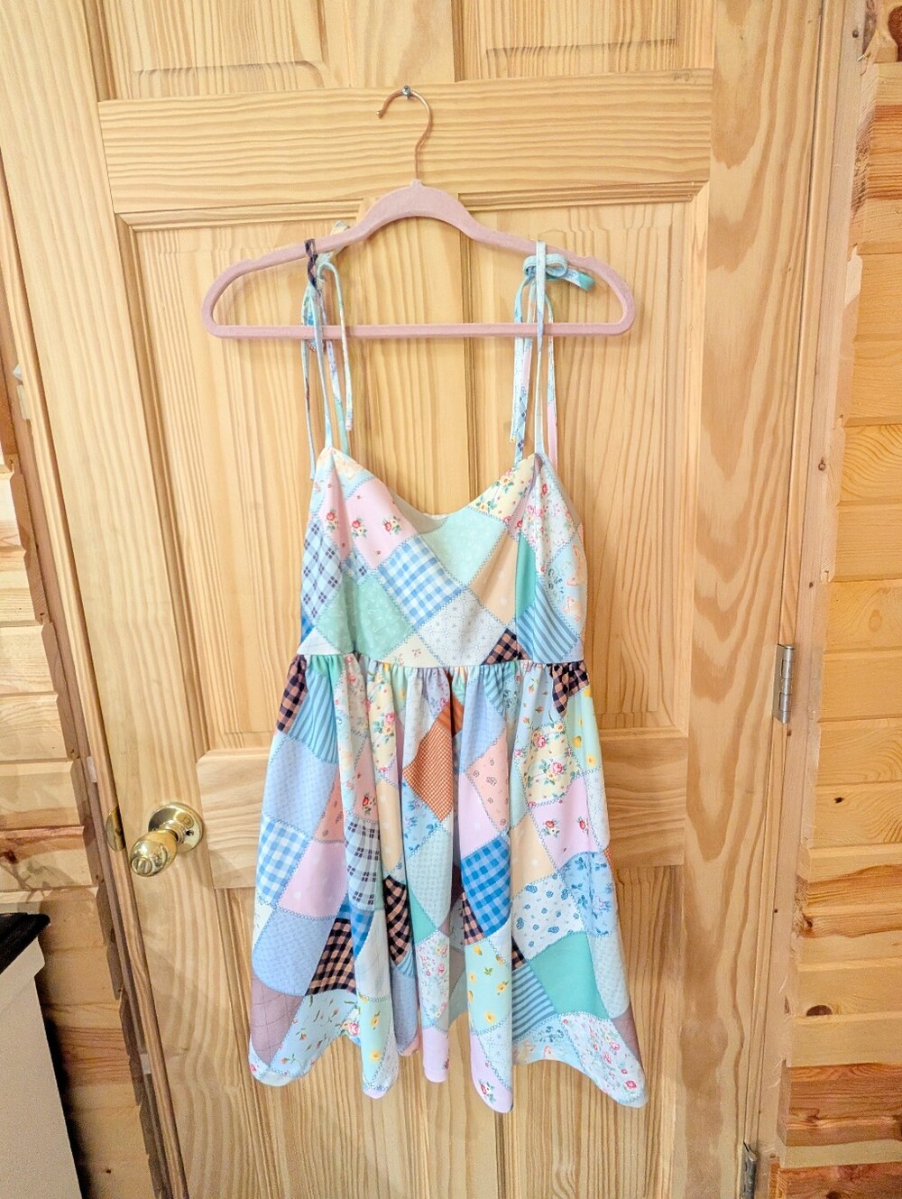 Dolls Kill x Holly Hobbie Women's L Patchwork Tie-Strap Sundress Top